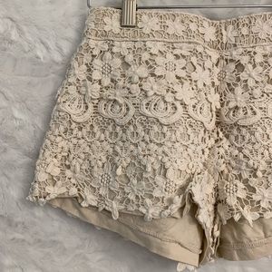Zara Basic | White Crochet Lace Shorts